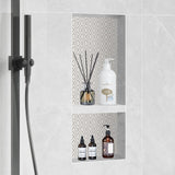 Darrahopens Furniture > Bathroom > Shower Heads & Screens VEVOR Shower Niche Ready for Tile 40.64 x 81.28 cm, Double Shelf Organizer, Square Corners Wall-inserted Niche Recessed, Sealed Protection Modern Soap Storage Niche for Shower Bathroom, Black