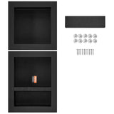 Darrahopens Furniture > Bathroom > Shower Heads & Screens VEVOR Shower Niche Ready for Tile 40.64x40.64cm & 40.64x50.8cm, Triple Shelf, Square Corners Wall-inserted Niche Recessed, Sealed Protection Modern Soap Storage Niche for Shower Bathroom, Black