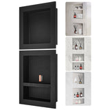 Darrahopens Furniture > Bathroom > Shower Heads & Screens VEVOR Shower Niche Ready for Tile 40.64x40.64cm & 40.64x50.8cm, Triple Shelf, Square Corners Wall-inserted Niche Recessed, Sealed Protection Modern Soap Storage Niche for Shower Bathroom, Black