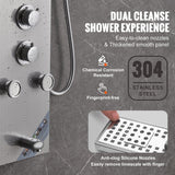Darrahopens Furniture > Bathroom > Shower Heads & Screens VEVOR Shower Panel System, 6 Shower Modes, LED & Screen Hydroelectricity Shower Panel Tower, Rainfall, Waterfall, 5 Massage Jets, Tub Spout, Handheld Shower, Stainless Steel Wall-Mounted Shower Set