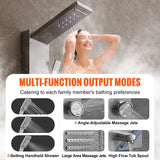 Darrahopens Furniture > Bathroom > Shower Heads & Screens VEVOR Shower Panel System, 6 Shower Modes, LED & Screen Hydroelectricity Shower Panel Tower, Rainfall, Waterfall, 5 Massage Jets, Tub Spout, Handheld Shower, Stainless Steel Wall-Mounted Shower Set