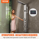 Darrahopens Furniture > Bathroom > Shower Heads & Screens VEVOR Shower Panel System, 6 Shower Modes, LED & Screen Hydroelectricity Shower Panel Tower, Rainfall, Waterfall, 5 Massage Jets, Tub Spout, Handheld Shower, Stainless Steel Wall-Mounted Shower Set