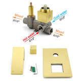 Darrahopens Furniture > Bathroom > Shower Heads & Screens Watermark 1/2 Inch Shower Mixer Diverter Brushed Gold Square Stainless Steel Set