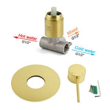 Darrahopens Furniture > Bathroom > Shower Heads & Screens Watermark Brushed Gold Round Bathroom Shower Hot Cold Mixer Ceramic Cartridge OZ