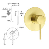 Watermark Brushed Gold Round Bathroom Shower Hot Cold Mixer Ceramic Cartridge OZ | darrahopens.com.au Premium AU Stock