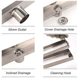 Darrahopens Furniture > Bathroom > Shower Heads & Screens WaterMark Brushed Steel 900mm Tile Insert Shower Grate Floor Drain 50mm Outlet