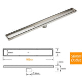 Darrahopens Furniture > Bathroom > Shower Heads & Screens WaterMark Brushed Steel 900mm Tile Insert Shower Grate Floor Drain 50mm Outlet