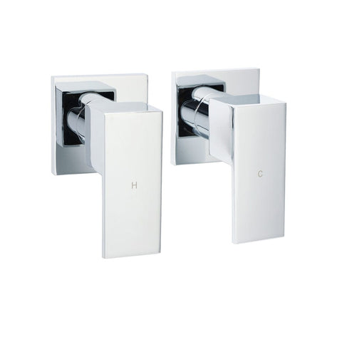 Darrahopens Furniture > Bathroom > Shower Heads & Screens Watermark Chrome Square 1/4 Turn Wall Twin Taps Brass For Shower Head Vanity Basin Spout