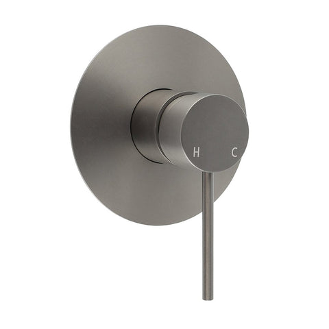 Darrahopens Furniture > Bathroom > Shower Heads & Screens Watermark Gun Metal Grey Round Bathroom Shower Hot Cold Mixer Ceramic Cartridge