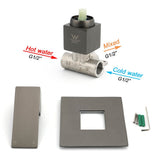Darrahopens Furniture > Bathroom > Shower Heads & Screens Watermark Gun Metal Square Bath Shower Mixer Hot Cold Tap Ceramic Cartridge Valve