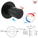 Darrahopens Furniture > Bathroom > Shower Heads & Screens Watermark Matt Black Round Bath Shower Mixer Hot Cold Tap Valve Turn No Handle