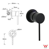 Darrahopens Furniture > Bathroom > Shower Heads & Screens Watermark Matt Black Round Bath Shower Mixer Valve Hot Cold Water Tap Small Face