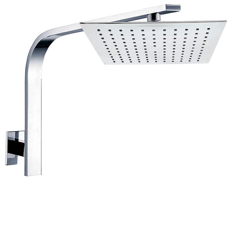 Darrahopens Furniture > Bathroom > Shower Heads & Screens WELS 10" 7.5L/m Chrome Square Rain Shower Head Brass Gooseneck Wall Arm Set