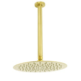 WELS 10" Round Stainless Steel Shower Head Extension Ceiling Arm Set Brushed Gold | darrahopens.com.au Premium AU Stock