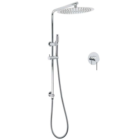 WELS 12" Rainfall + Brass Handheld Twin Shower Heads Rail Diverter Arm Round Mixer Set | darrahopens.com.au Premium AU Stock