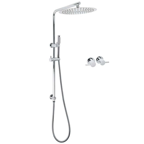 WELS 12" Rainfall + Brass Handheld Twin Shower Heads Rail Diverter Arm Round Taps Set | darrahopens.com.au Premium AU Stock