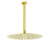 WELS 12" Round Stainless Steel Shower Head Extension Ceiling Arm Set Brushed Gold | darrahopens.com.au Premium AU Stock