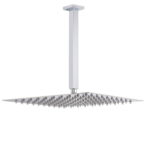 Darrahopens Furniture > Bathroom > Shower Heads & Screens WELS 16" Rainfall Shower Head 300mm Ceiling Dropper Extension Arm Chrome Square Set