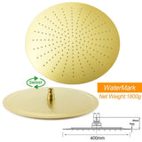 WELS 16" Round Stainless Steel Shower Head Extension Ceiling Arm Set Brushed Gold | darrahopens.com.au Premium AU Stock