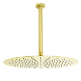 WELS 16" Round Stainless Steel Shower Head Extension Ceiling Arm Set Brushed Gold | darrahopens.com.au Premium AU Stock