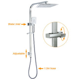 Darrahopens Furniture > Bathroom > Shower Heads & Screens WELS 2 in 1 Square Shower Head Set 10" Rain Handheld Sliding Rail Arm Wall Double Taps