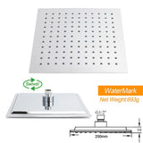 Darrahopens Furniture > Bathroom > Shower Heads & Screens WELS 2 in 1 Square Shower Head Set 10" Rain Handheld Sliding Rail Arm Wall Double Taps
