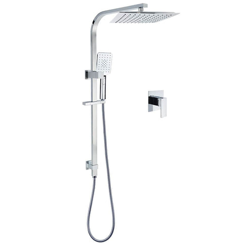 Darrahopens Furniture > Bathroom > Shower Heads & Screens WELS 2 in 1 Square Shower Head Set 10" Rain Handheld Sliding Rail Arm Wall Mixer