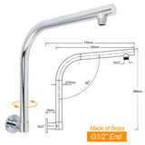 Darrahopens Furniture > Bathroom > Shower Heads & Screens WELS 8" Round Rainfall Shower Head + 360° Swivel Gooseneck Wall Arm Set