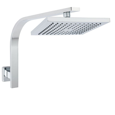 Darrahopens Furniture > Bathroom > Shower Heads & Screens WELS ABS 200mm Square Rain Shower Head & Brass Gooseneck Wall Arm Set WATERMARK