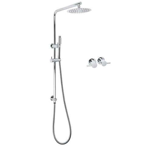 WELS Bathroom Round 8" Rain Shower Head Single Mode Brass Handheld Spray Rail Arm Set Twin Taps | darrahopens.com.au Premium AU Stock
