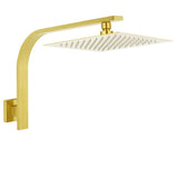 WELS Brushed Gold 10" Square SUS Shower Head + Brass Gooseneck Wall Arm Set | darrahopens.com.au Premium AU Stock