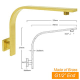 WELS Brushed Gold 10" Square SUS Shower Head + Brass Gooseneck Wall Arm Set | darrahopens.com.au Premium AU Stock