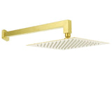 WELS Brushed Gold 12" Square Thin Rain Shower Head 400mm Straight Wall Arm Set | darrahopens.com.au Premium AU Stock