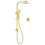 WELS Brushed Gold 2in1 Set 8" Square Rain Shower Head 3 Modes Handheld Silde Rail Arm + Mixer | darrahopens.com.au Premium AU Stock