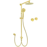 WELS Brushed Gold 2in1 Shower 8" Round Head Set 3 Mode Handheld Rose Sliding Rail Twin Taps | darrahopens.com.au Premium AU Stock