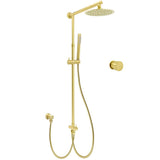 Darrahopens Furniture > Bathroom > Shower Heads & Screens WELS Brushed Gold 2in1 Shower Set 8" Round Head Metal Handheld Rose Sliding Rail Mixer Valve