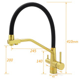 WELS Brushed Gold 3-Way Pure Drink Water Kitchen Mixer Sink Tap Pull Out Spout | darrahopens.com.au Premium AU Stock