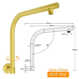 WELS Brushed Gold 8" Round Shower Head Brass 360º Swivel Gooseneck Wall Arm Set | darrahopens.com.au Premium AU Stock