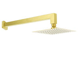 WELS Brushed Gold 8" Square Rainfall Shower Head 400mm Long Straight Wall Arm Set | darrahopens.com.au Premium AU Stock