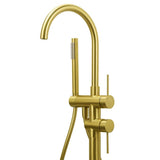 Darrahopens Furniture > Bathroom > Shower Heads & Screens WELS Brushed Gold Bath Tub Mixer Tap Free Standing Faucet Spout Handheld Shower