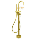 Darrahopens Furniture > Bathroom > Shower Heads & Screens WELS Brushed Gold Bath Tub Mixer Tap Free Standing Faucet Spout Handheld Shower