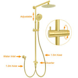 WELS Brushed Gold Dual Shower Set 8" Round Head 3 Mode Handheld Rose Sliding Rail Mixer Valve | darrahopens.com.au Premium AU Stock
