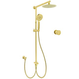WELS Brushed Gold Dual Shower Set 8" Round Head 3 Mode Handheld Rose Sliding Rail Mixer Valve | darrahopens.com.au Premium AU Stock