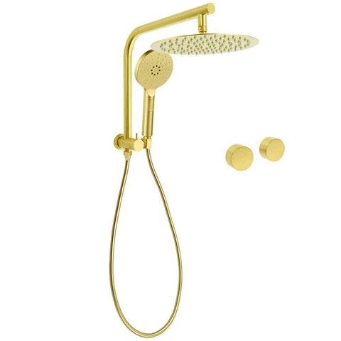 WELS Brushed Gold Large 12" Rain Shower Head 3 Mode Handheld Diverter Twin Taps Combo | darrahopens.com.au Premium AU Stock