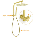 WELS Brushed Gold Large 12" Rain Shower Head Ergonomic Handheld Rose Diverter Twin Taps Combo | darrahopens.com.au Premium AU Stock