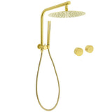 WELS Brushed Gold Large 12" Rain Shower Head Ergonomic Handheld Rose Diverter Twin Taps Combo | darrahopens.com.au Premium AU Stock