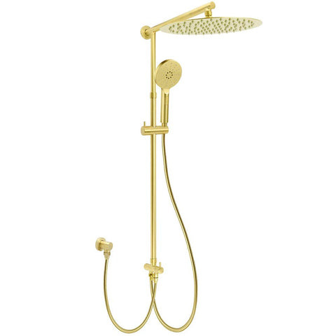 WELS Brushed Gold Large Round Shower 12" Head 3 Mode Handheld Rose Sliding Rail Arm Set | darrahopens.com.au Premium AU Stock