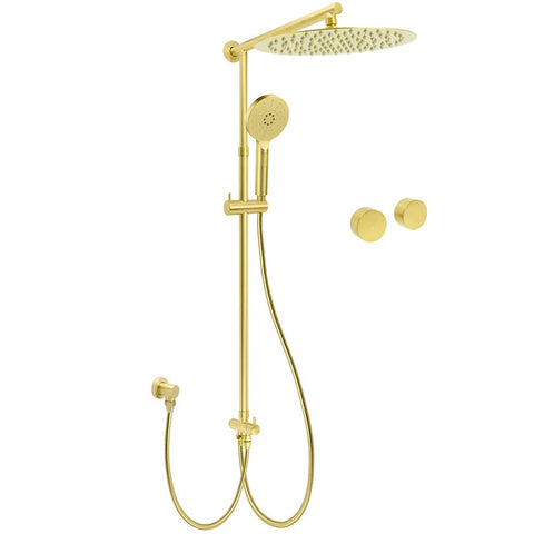 WELS Brushed Gold Rain Shower 12" Head 3 Mode Handheld Rose Sliding Rail Round Taps Set | darrahopens.com.au Premium AU Stock