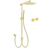 Darrahopens Furniture > Bathroom > Shower Heads & Screens WELS Brushed Gold Rain Shower 12" Head Ergonomic Handheld Rose Sliding Rail Round Taps Set
