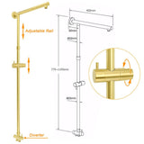 WELS Brushed Gold Round 12" Shower Head 3 Mode Handheld Rose Sliding Rail Twin Taps Set | darrahopens.com.au Premium AU Stock